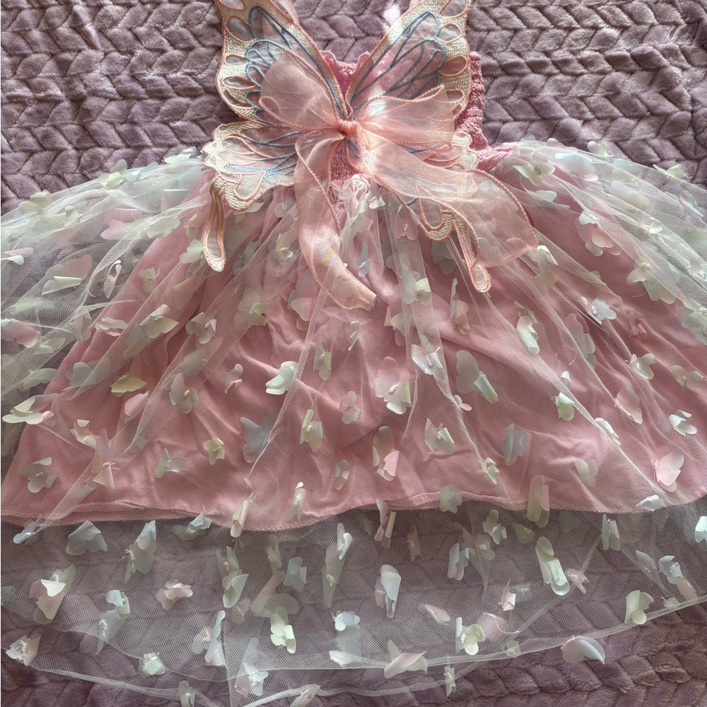 Pink Butterfly Tulle Dress